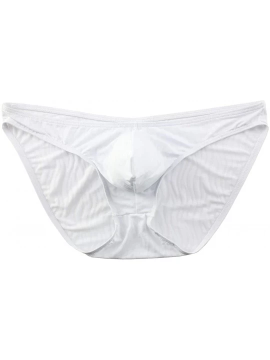 G-Strings & Thongs Men's Swimwear Sexy Bikini Solid Stripe Siwmming Seamless Front Pouch Bikini Briefs - White - CM19DS64U2K ...