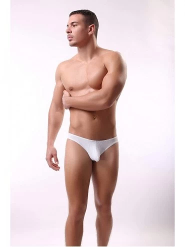 G-Strings & Thongs Men's Swimwear Sexy Bikini Solid Stripe Siwmming Seamless Front Pouch Bikini Briefs - White - CM19DS64U2K ...