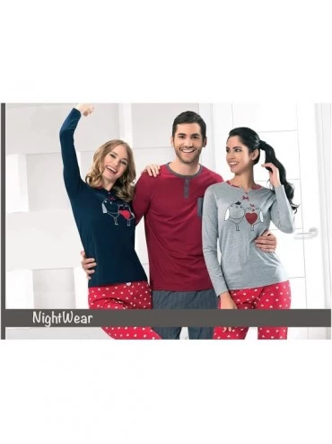 Sleep Sets NBB Men's 2 Piece Comfortable Holiday Jersey Cotton Knit Lounge Sleep Long Sleeve Pajama Set - Red 2 - CK12NDSNJMT...