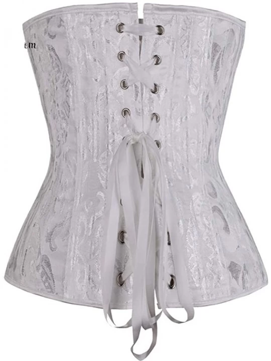 Bustiers & Corsets Womens Lace Up Boned Jacquard Brocade Waist Training Underbust Corset Corset - White - CA18LOZ5YQA $31.68