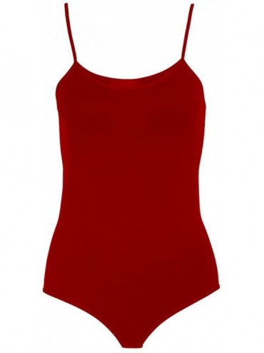 Shapewear Women's Sleeveless Sexy Leotard Cami Racker Bodysuit - Wine - C512DB67BUD $13.36