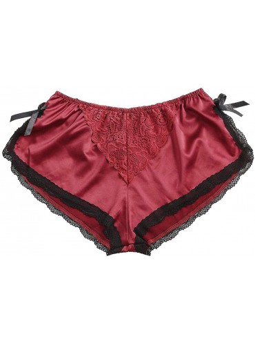 Bustiers & Corsets Satin Pants Sexy lace Pajama Underwear Women Shorts S-XXXL - Red C - CB198NALUT6 $10.59