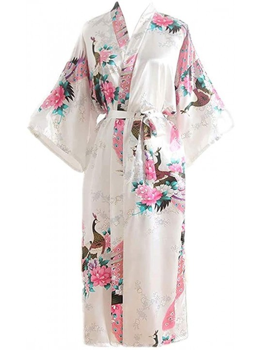 Satin Long Nightgown Robes Loose Japanese Style Kimono Yukata Sleep ...
