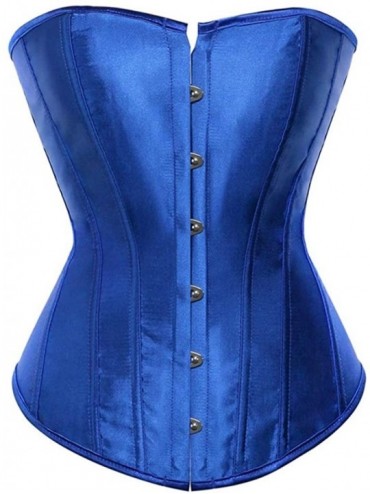 Bustiers & Corsets Women Bustier Sexy Punk Faux Leather Corset Gothic Waist Cincher Lingerie - Blue - C618LSYS6G0 $35.83