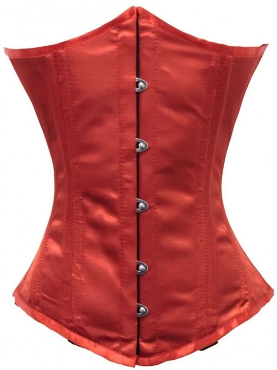 Bustiers & Corsets 26 Double Steel Boned Waist Training Satin Underbust Corset - Red - CD122SKLXDT $48.34