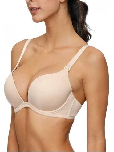 Bras Women Push up Plunge Bra Comfort Padded T-Shirt Bra Add One Cup Convertible Straps - Nude - CJ1944UL8LX $24.86