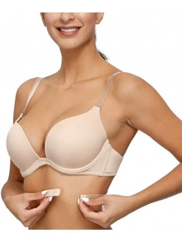 Bras Women Push up Plunge Bra Comfort Padded T-Shirt Bra Add One Cup Convertible Straps - Nude - CJ1944UL8LX $24.86