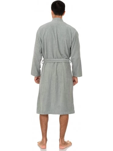 Robes Men's Robe- Turkish Cotton Terry Kimono Bathrobe - Storm Gray - CH12N41E827 $33.39