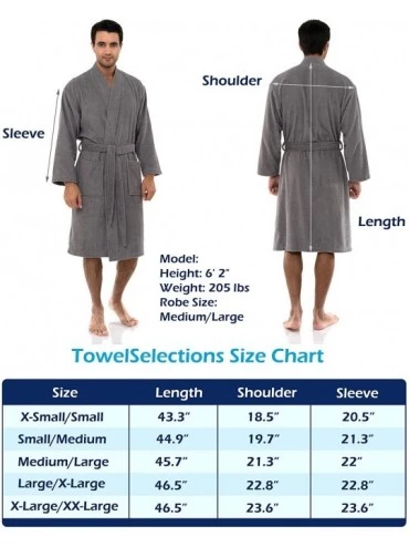 Robes Men's Robe- Turkish Cotton Terry Kimono Bathrobe - Storm Gray - CH12N41E827 $33.39