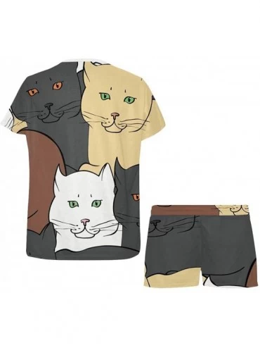 Nightgowns & Sleepshirts British Cats Women Sleepwear Lounge Short Sleeve Pajama Set Night Shirt - Multi 1 - CA19CDHEACM $47.33