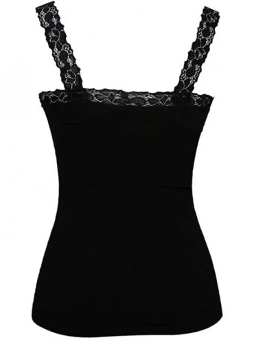 Camisoles & Tanks Womens Lace Trim Camisoles (Free Size - Black - CQ11KQPZ0M9 $10.26