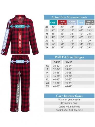 Sets Women's Warm Flannel Pajama Set- Long Button Down Cotton Pjs - Blue Plaid - CQ12ED9A5RR $23.23