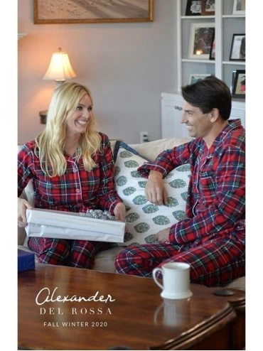 Sets Women's Warm Flannel Pajama Set- Long Button Down Cotton Pjs - Blue Plaid - CQ12ED9A5RR $23.23