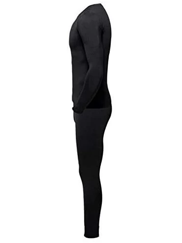 Thermal Underwear Men Thermal Underwear Set - Winter Thermal Long Johns Mens Warm Top and Bottom Set - Black - CN18HYMLWM4 $1...