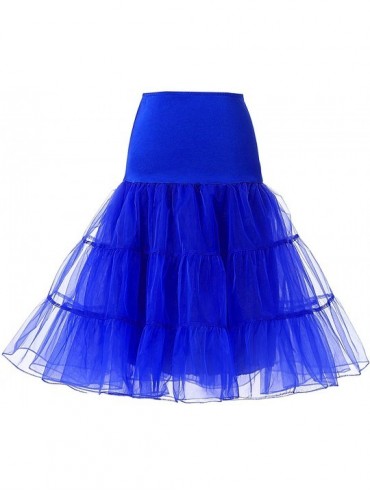 Slips Women's Plus Size 50s Vintage Tutu Skirt Petticoat Rockabilly Crinoline Underskirt - Royal - CR1832TYM3U $20.37