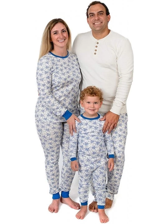 Sets Womens Family Jammies- Matching Holiday Pajamas- Organic Cotton Pjs - Frozen Blue Snowflakes - CP18QROCN3K $27.06