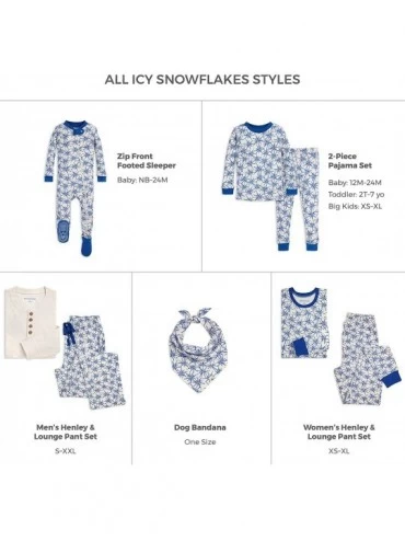 Sets Womens Family Jammies- Matching Holiday Pajamas- Organic Cotton Pjs - Frozen Blue Snowflakes - CP18QROCN3K $27.06