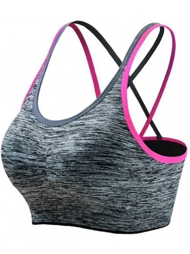 Bras Yoga Bras for Women - Women Sports Bra Medium Impact Padded Longline Workout Bra Running Gym Activewear - Hot Pink - C31...