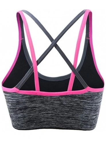 Bras Yoga Bras for Women - Women Sports Bra Medium Impact Padded Longline Workout Bra Running Gym Activewear - Hot Pink - C31...