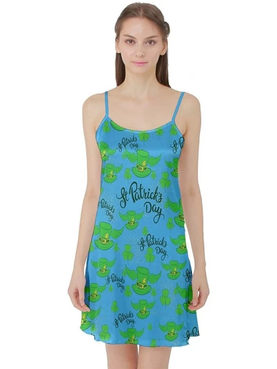 Nightgowns & Sleepshirts Womens Shamrock St. Patrick's Day Fashion Satin Night Slip- Size XS-3XL - Turquoise 2 - C6189X4HM22 ...