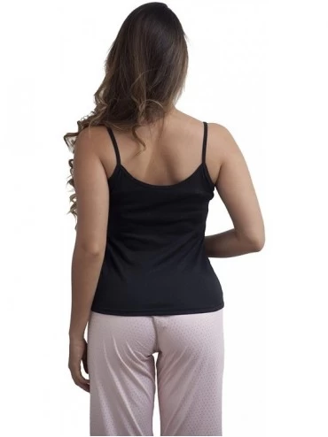 Sets Pajama Cami Tank Top Short Sleeve with Long Pants Set - Beige-black - CT18SWEE4KE $17.78