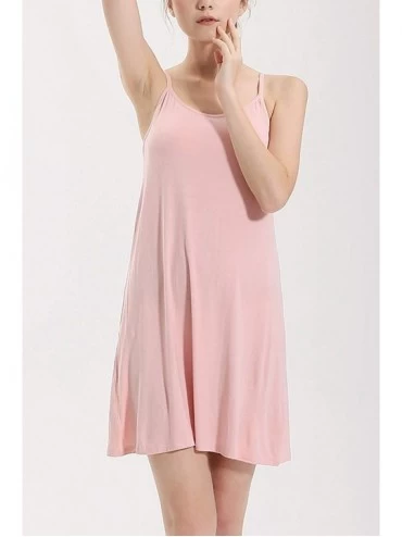 Slips Womens Full Slip Dress Built-in Bra Chemisole Sleepwear Adjustable Spaghetti Strap Nightgown - Pink - C1198GDC228 $21.39