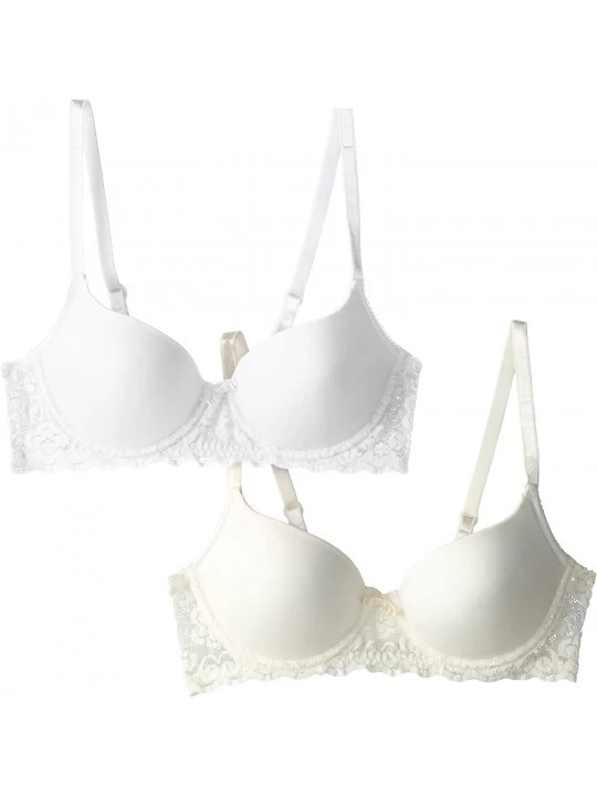 Bras Women's Smooth Lace Push Up 2-Pack Bra - White/Pearl - CE11G1ULAUX $37.61