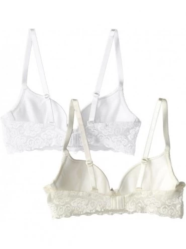 Bras Women's Smooth Lace Push Up 2-Pack Bra - White/Pearl - CE11G1ULAUX $37.61