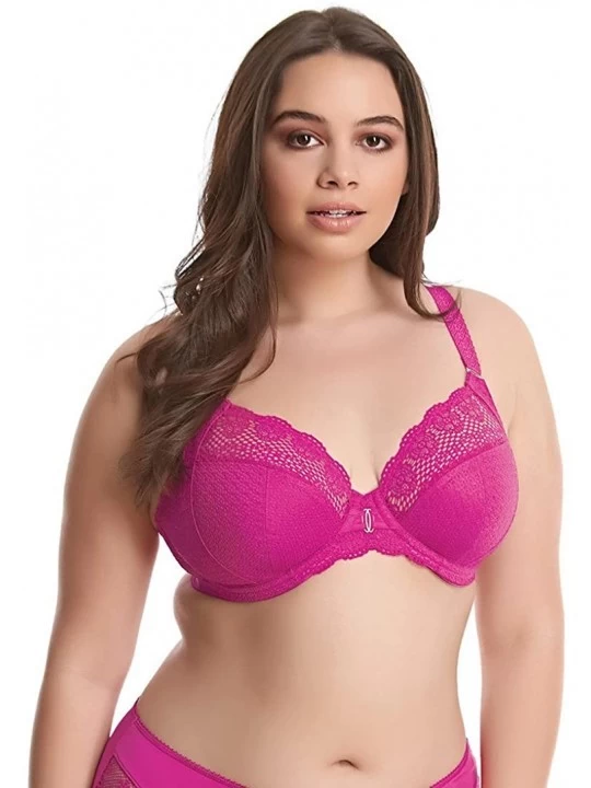 Bras Women's Plus-Size Carmen Underwire Plunge Bra with Stretch Lace - Passion - CF12N865PZN $28.57