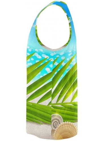 Undershirts Men's Muscle Gym Workout Training Sleeveless Tank Top Summer Exotic Banana Leaves - Multi6 - CN19D0SW2W4 $30.32