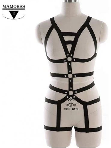 Accessories Women's Punk Goth Harness Body Full Strappy Hollow Out Waist Belts Dance Rave Wear - Black - CE18WXGL3CY $18.41