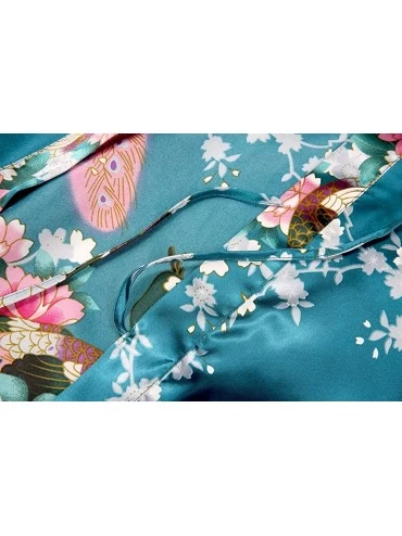 Robes Women's Short Floral Kimono Robe Peacock and Blossom Bathrobe for Wedding Party - Peacock - C318LH3HGA5 $9.74