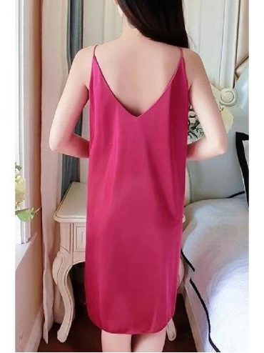 Nightgowns & Sleepshirts Womens Sleeping Dress Pjs Sexy Sling Silk Lounger Charmeuse Pajamas - As3 - C819E72Y2KO $20.34