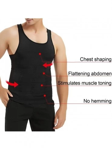 Undershirts Mens Slimming Body Shaper Waist Trainer Vest Chest Gynecomastia Compression Shirt- 3 Pack - Black+white+gray - CC...