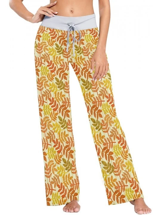 Bottoms Orange Autumn Leaves Women's Pajama Pants Lounge Sleep Wear - Multi - CB19C903H5R $18.02