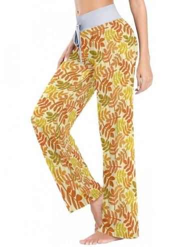 Bottoms Orange Autumn Leaves Women's Pajama Pants Lounge Sleep Wear - Multi - CB19C903H5R $18.02