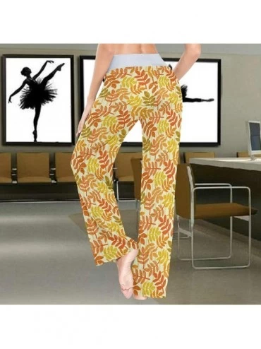 Bottoms Orange Autumn Leaves Women's Pajama Pants Lounge Sleep Wear - Multi - CB19C903H5R $18.02