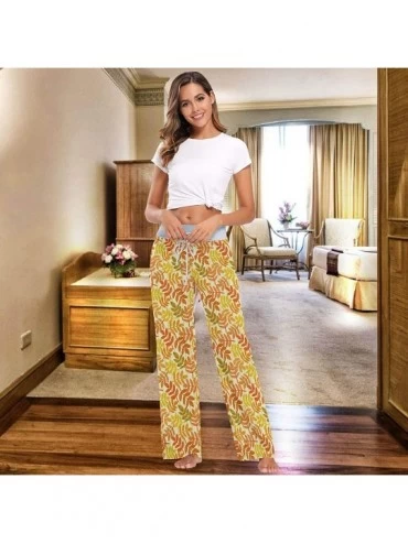 Bottoms Orange Autumn Leaves Women's Pajama Pants Lounge Sleep Wear - Multi - CB19C903H5R $18.02