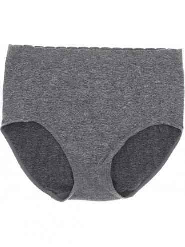 Panties Women's Plus Size Microfiber Hi-Rise Brief Panties (3Pr) - Grey- Beige & Navy Blue - C318H8GCX5E $23.12