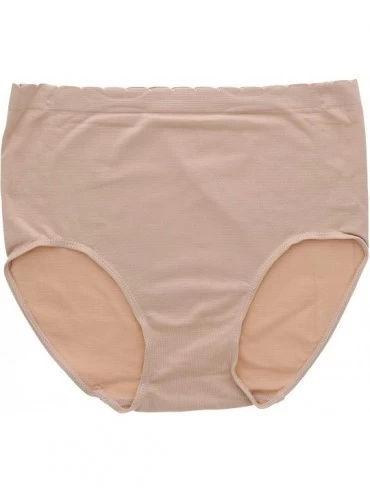 Panties Women's Plus Size Microfiber Hi-Rise Brief Panties (3Pr) - Grey- Beige & Navy Blue - C318H8GCX5E $23.12