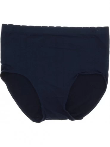 Panties Women's Plus Size Microfiber Hi-Rise Brief Panties (3Pr) - Grey- Beige & Navy Blue - C318H8GCX5E $23.12