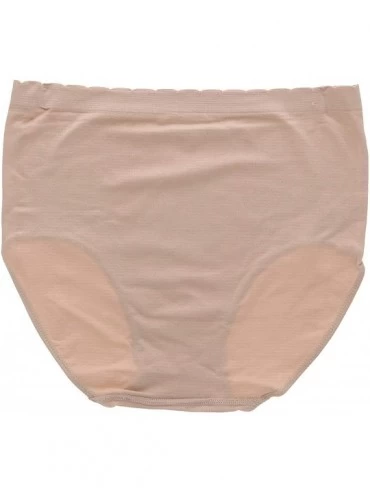 Panties Women's Plus Size Microfiber Hi-Rise Brief Panties (3Pr) - Grey- Beige & Navy Blue - C318H8GCX5E $23.12