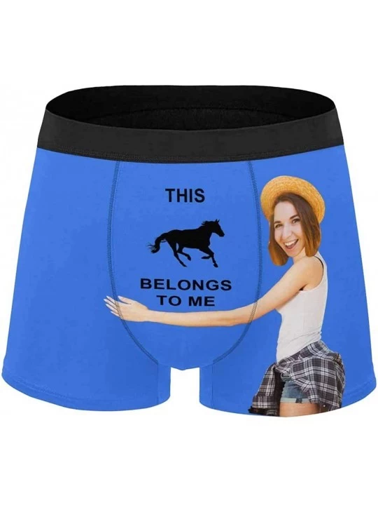 Boxer Briefs Custom Face Boxer Briefs for Man Briefs Panties Photo for Men Hug The Horse on Black - Type10 - CN19D89WTYR $31.19