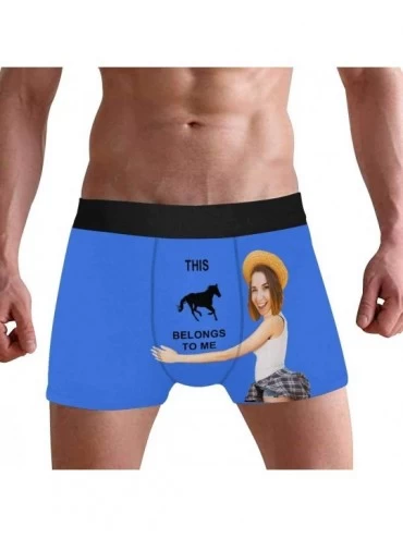 Boxer Briefs Custom Face Boxer Briefs for Man Briefs Panties Photo for Men Hug The Horse on Black - Type10 - CN19D89WTYR $31.19