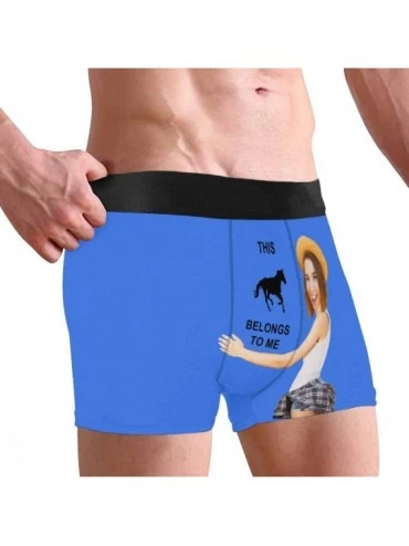 Boxer Briefs Custom Face Boxer Briefs for Man Briefs Panties Photo for Men Hug The Horse on Black - Type10 - CN19D89WTYR $31.19