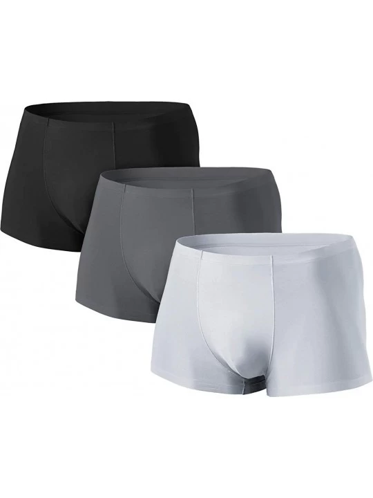 Boxer Briefs 3 Pack Men's Relaxed Stretch Cool Dry No Fly Brief Ice Silk Underwear Trunk - 3inch(mbu21) - Black/ Grey/ White ...