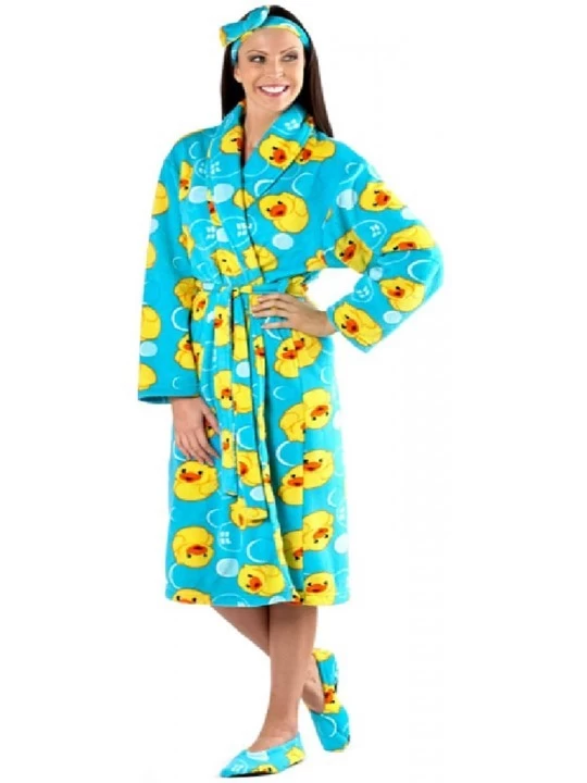 Robes Womens Print Robe Set - Aqua - Blue - C91973DAMMS $35.50