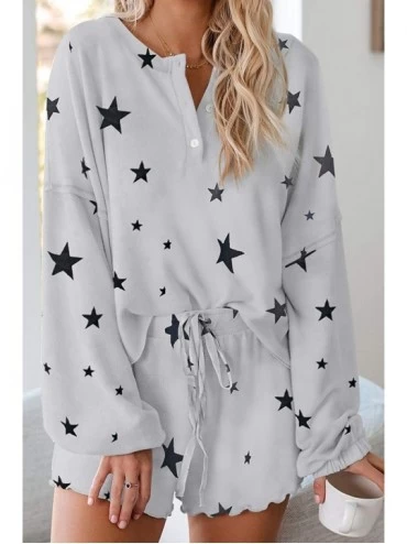 Sets Womens Tie Dye Printed Loungewear Long Sleeve Pajama Set Sleepwear 2 Piece Nightwear with Shorts - Star - CS190HSASRR $2...