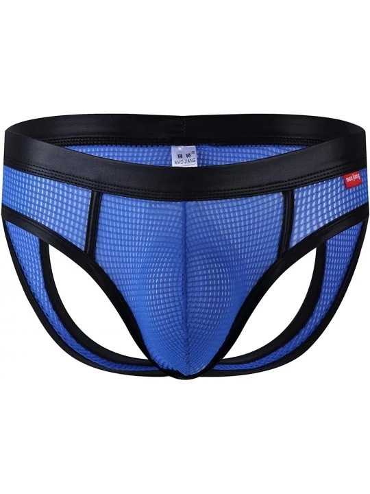 G-Strings & Thongs Men's Jockstraps Athletic Supporters Mesh Thong Work Out Underwear - Blue - CJ190XL8SZ6 $9.72