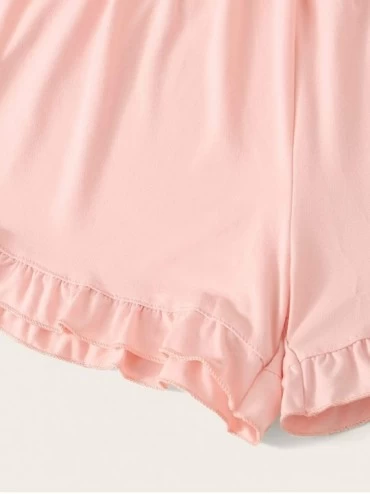 Sets Women's Summer Cloud Print Cami Top and Shorts Pajamas Set Nightwear - Baby Pink - CU199L926NZ $24.61